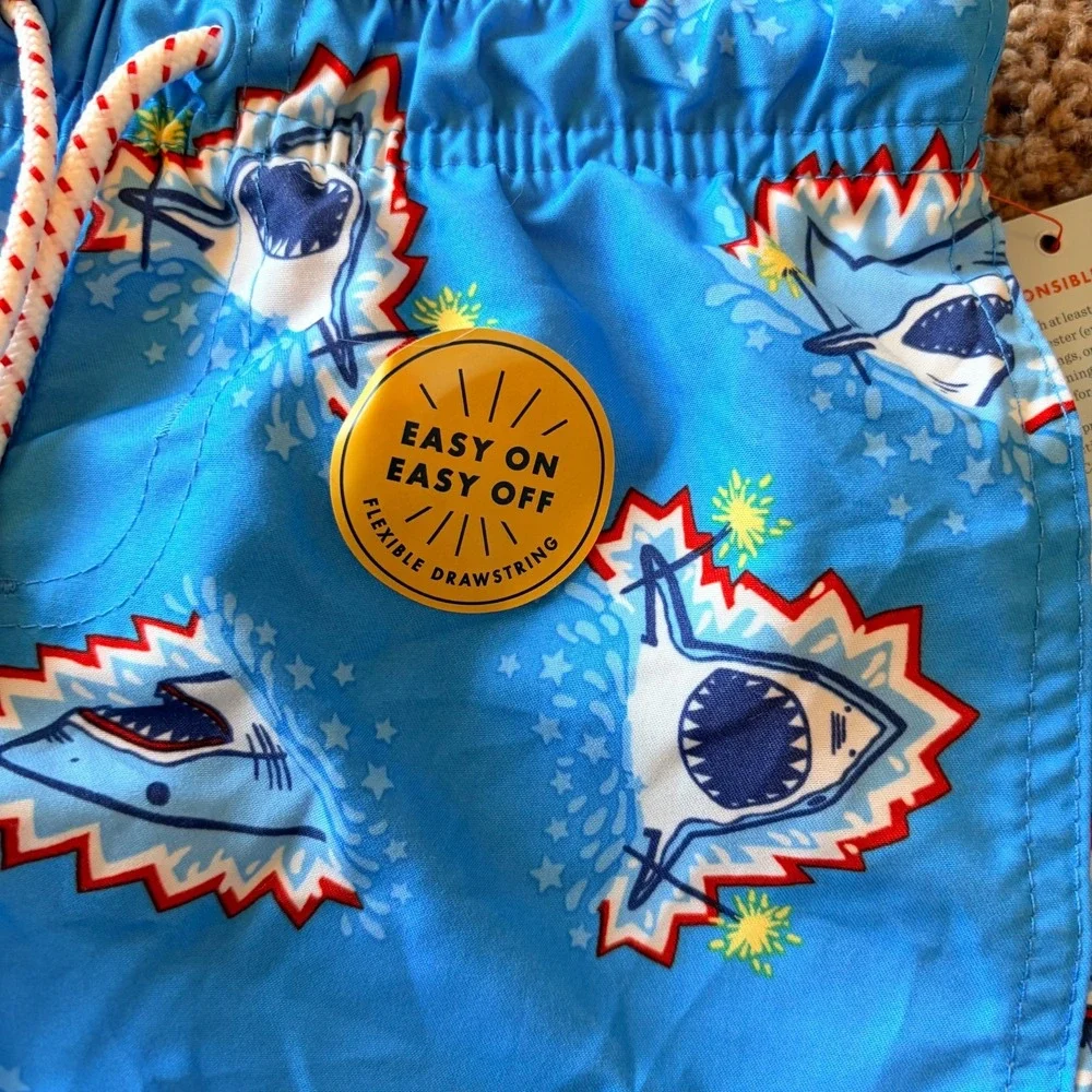 Target Cat & Jack Patriotic Shark Star Swim Trunks Shorts 2T Toddler Boy NWT NEW